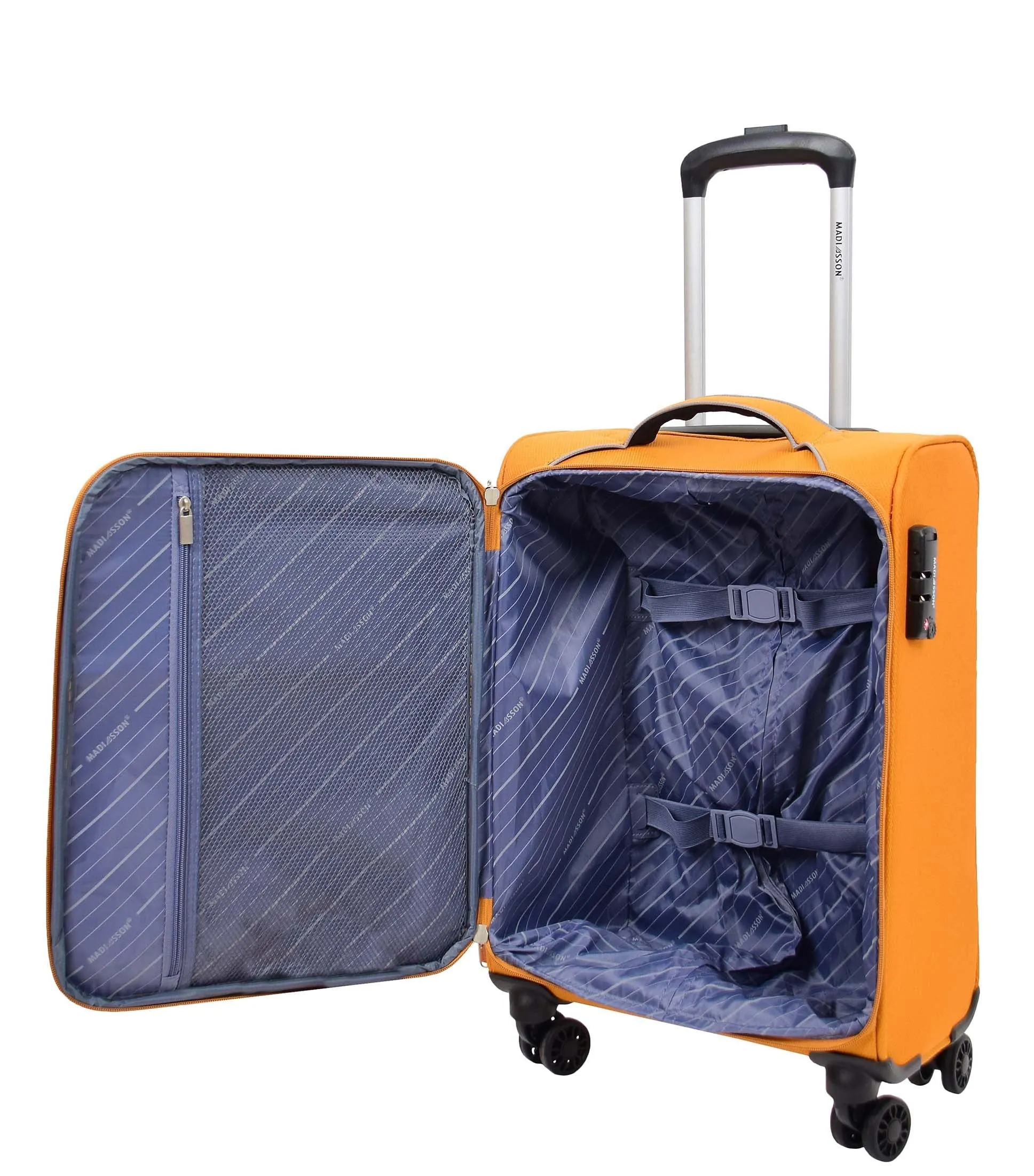 DR521 Lightweight 4 Wheel Soft Hand Luggage Cabin Size Suitcase Yellow