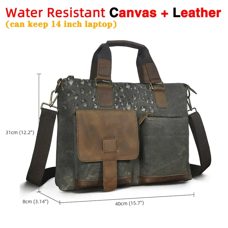 Men Genuine Leather Office Business Briefcase Laptop Bag