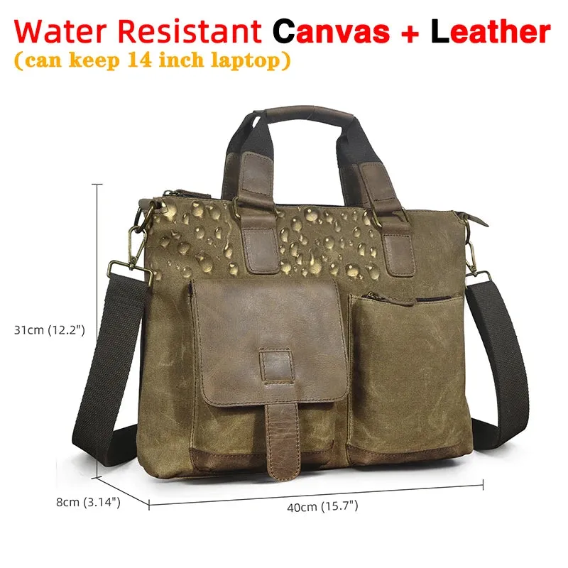 Men Genuine Leather Office Business Briefcase Laptop Bag