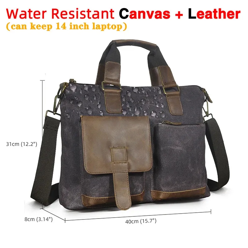 Men Genuine Leather Office Business Briefcase Laptop Bag