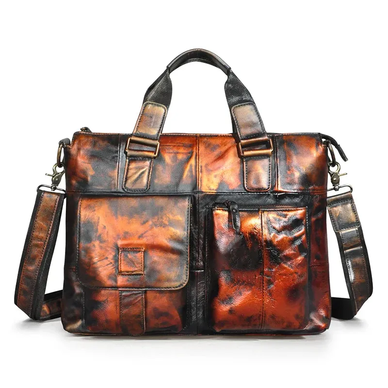 Men Genuine Leather Office Business Briefcase Laptop Bag