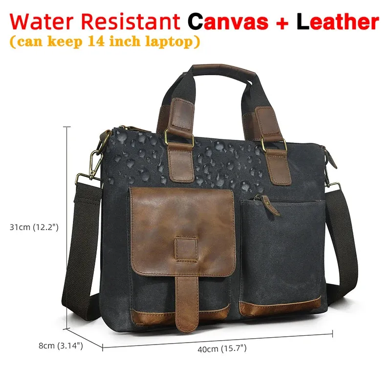 Men Genuine Leather Office Business Briefcase Laptop Bag