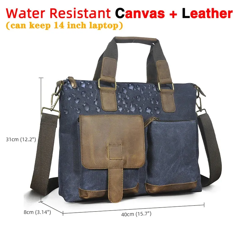 Men Genuine Leather Office Business Briefcase Laptop Bag
