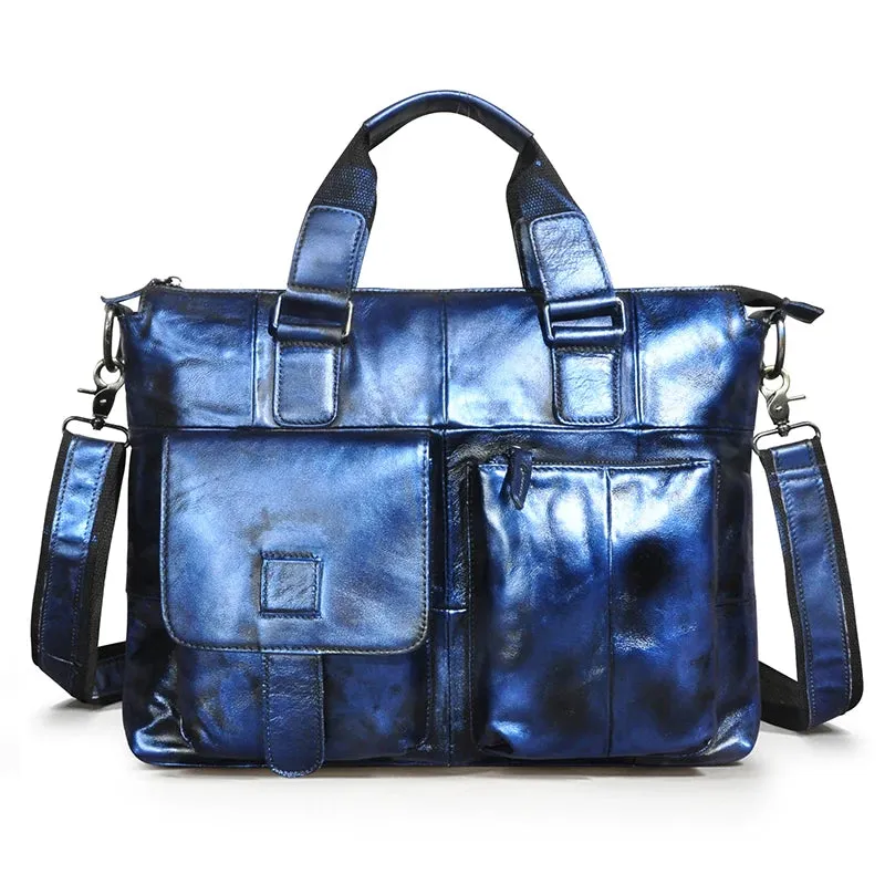 Men Genuine Leather Office Business Briefcase Laptop Bag