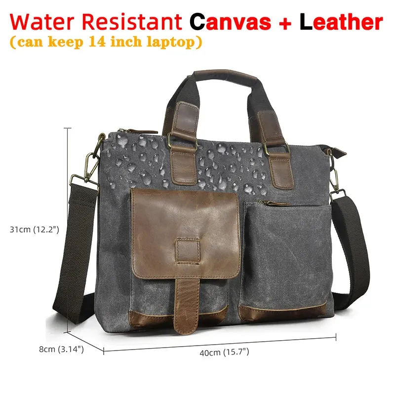 Men Genuine Leather Office Business Briefcase Laptop Bag