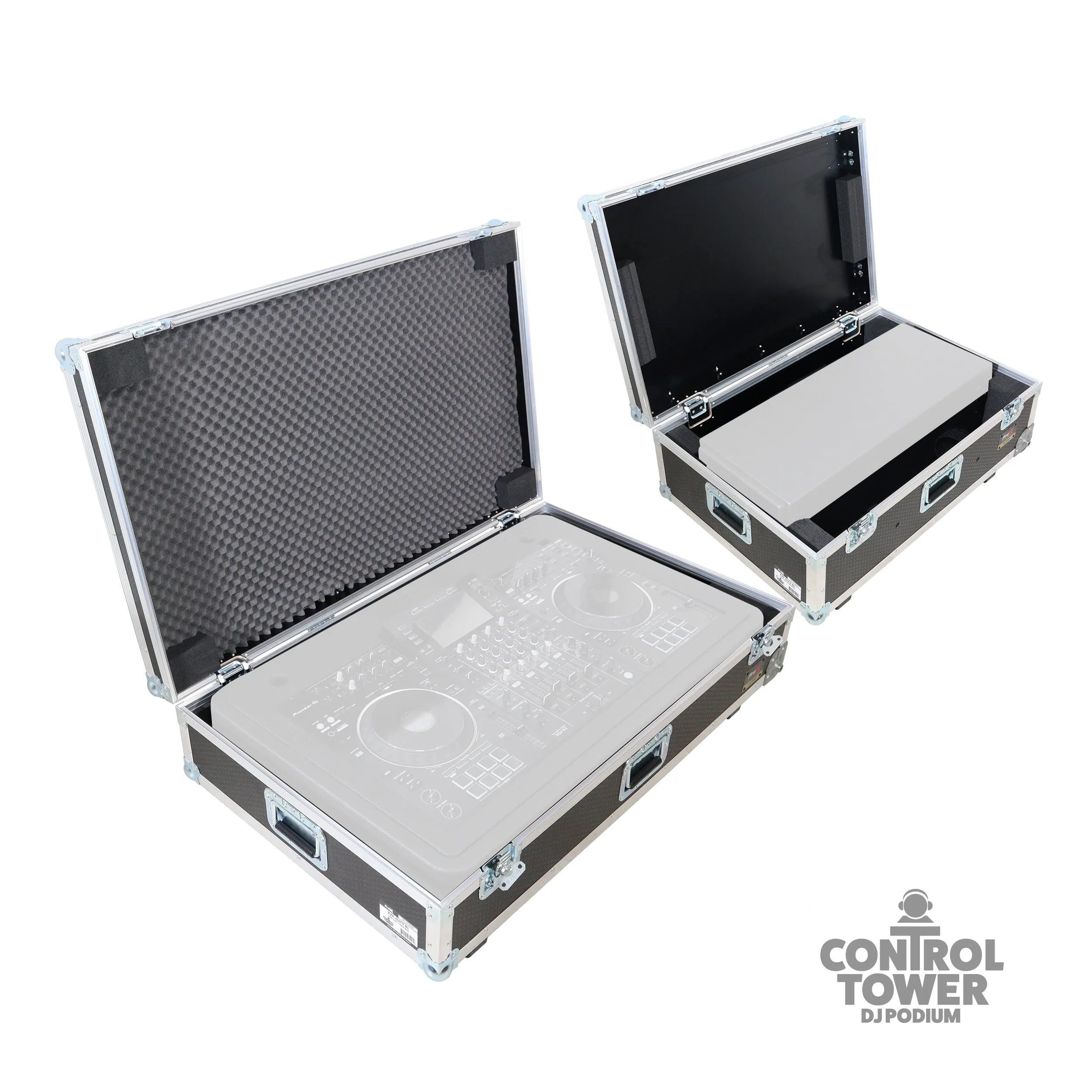ProX XZF-DJCTEMPTYCASE Set of Two ATA Flight Style Road Cases for ProX Control Tower DJ Podium Travel Stand